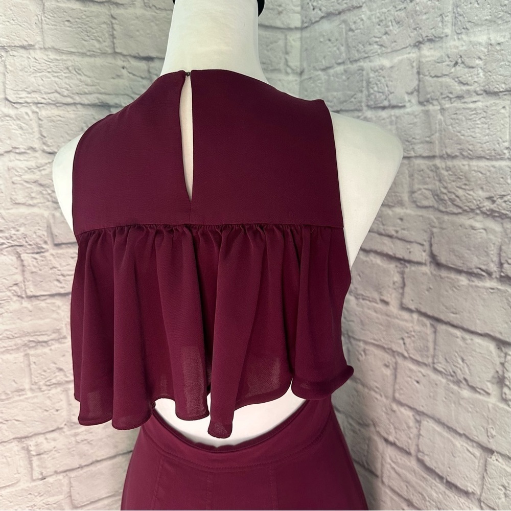 Rebecca Taylor Dress Sleeveless Cutout Midi Flounce Hem Ruffle Back Size 2 Event - Picture 8 of 9